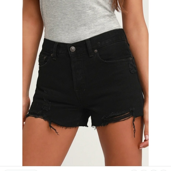 Free People Pants - FREE PEOPLE BLACK DISTRESSED DENIM SHORTS NWT